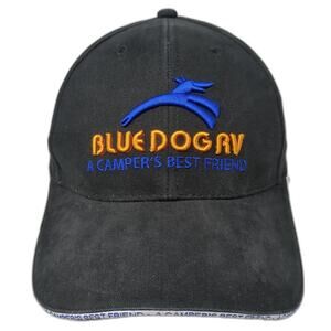 Blue Dog RV A Camper's Best Friend Strapback Baseball Cap Black One Size Cotton